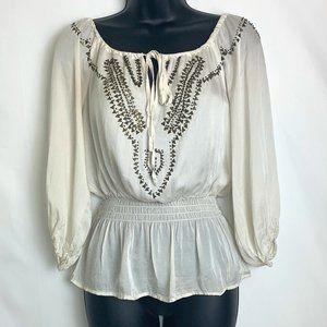bebe 100% Silk Metal Embellished Top Size XS